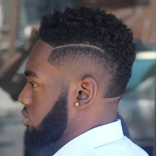 Curly Burst Fade With Part
