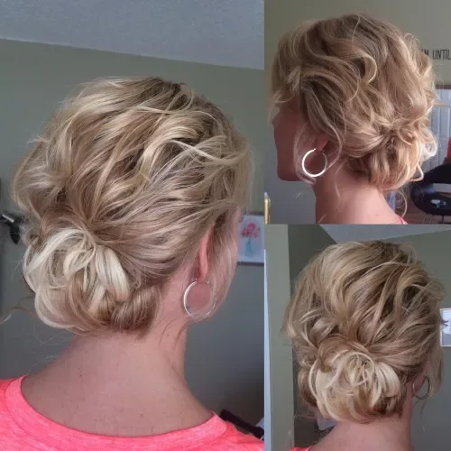Puffy Curled Low Bun