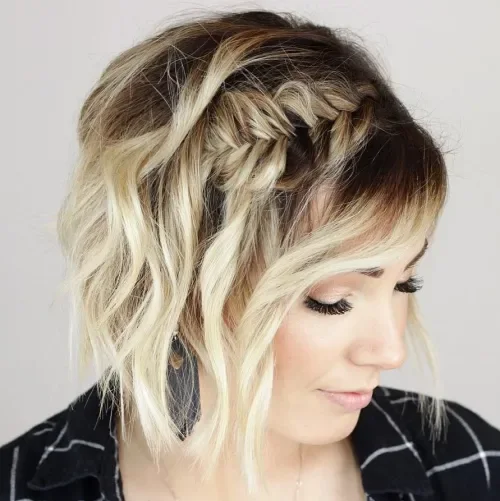 Blonde Bob With Braid Crown