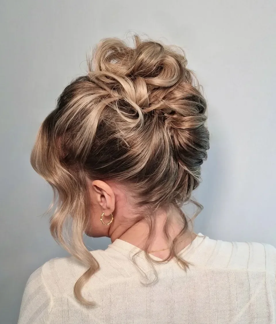 High Updo With Loose Curl Lift