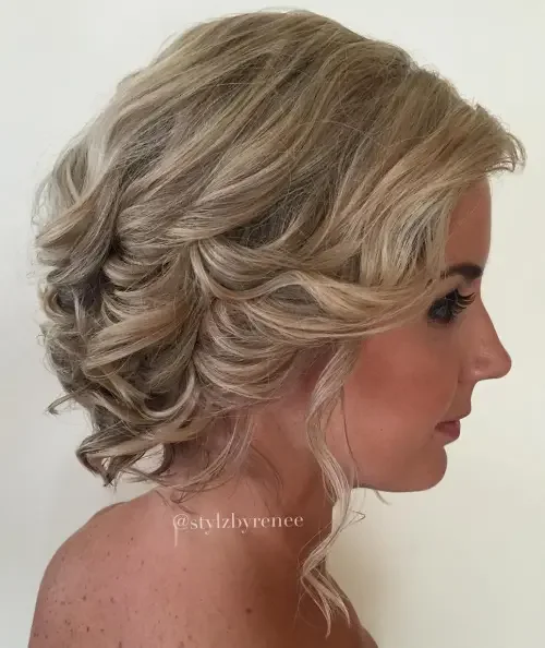 Defined Curls Updo With Clean Finish