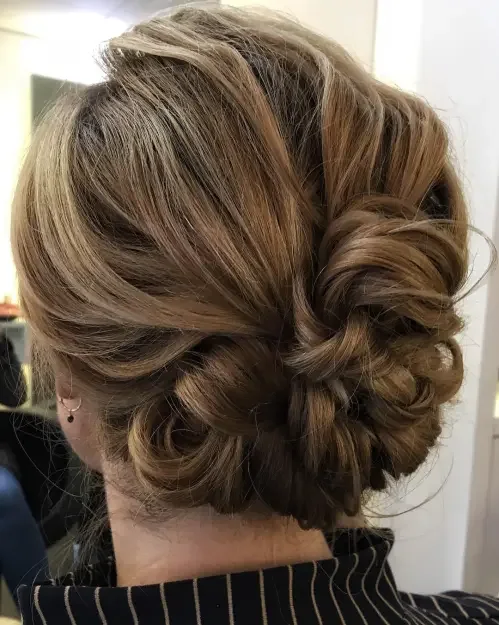 Brown Tousled Bun With Volume
