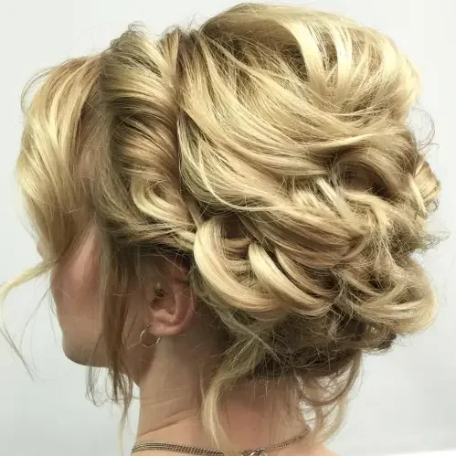 Messy Blonde Curled Updo