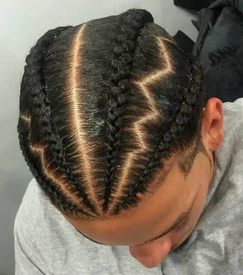 Triangle-Back Zigzag Cornrows