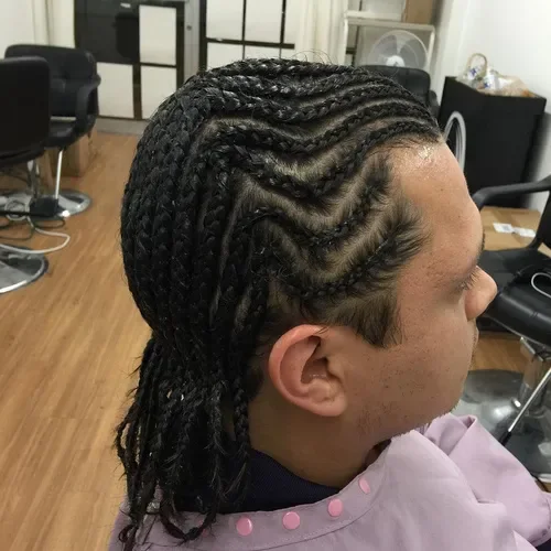 Side-Partition Cornrow Sweep