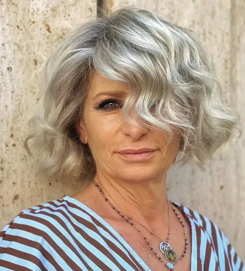 Tousled White Blonde Bob