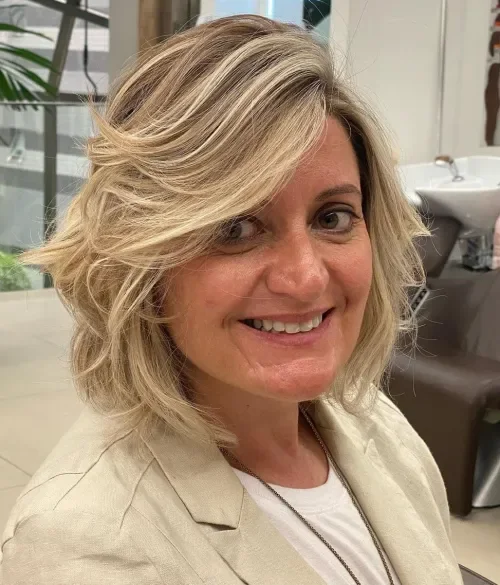 Swooped Blonde Curl Bob