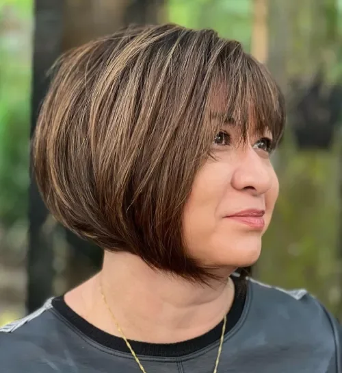 Brown Side Fringe Bob