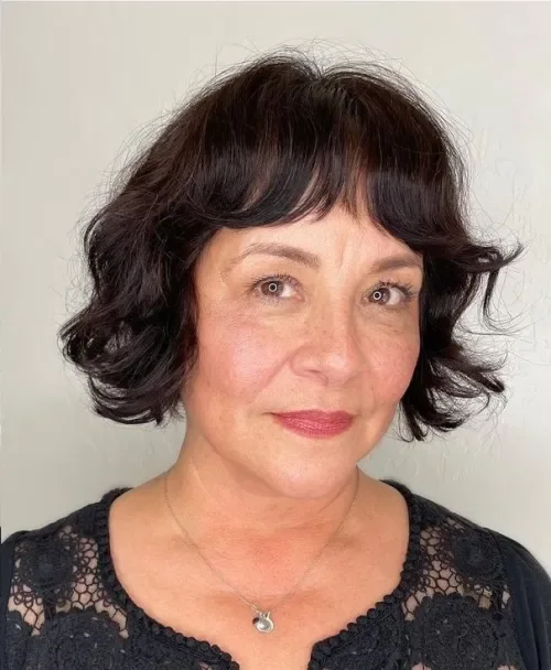 Sculpted Dark Curl Bob