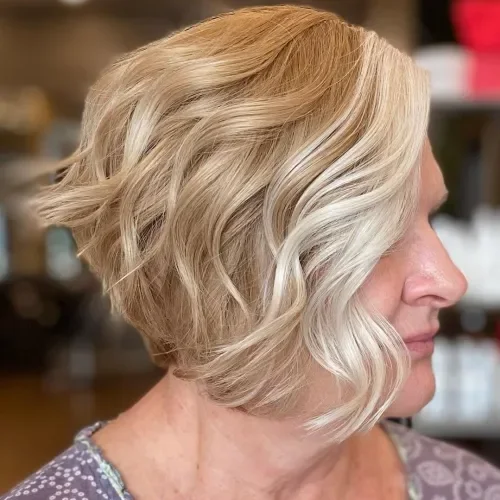 Golden Blonde Wavy Crop Bob