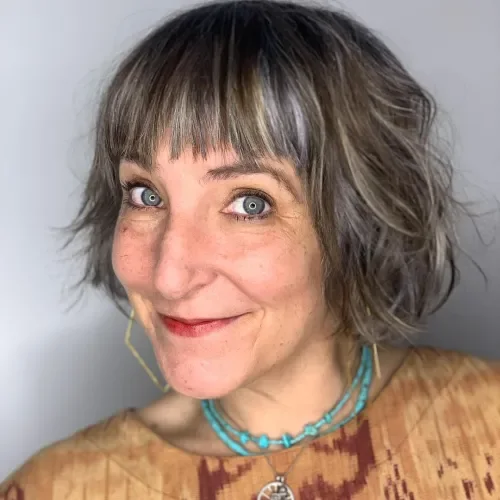 Tousled Charcoal Fringe Bob