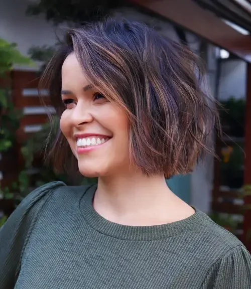 Wind-Swept Brunette Choppy Bob