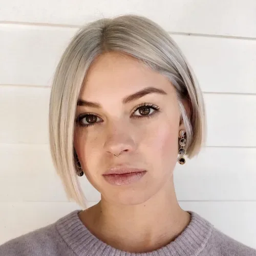 Sleek Center-Part Blonde Bob