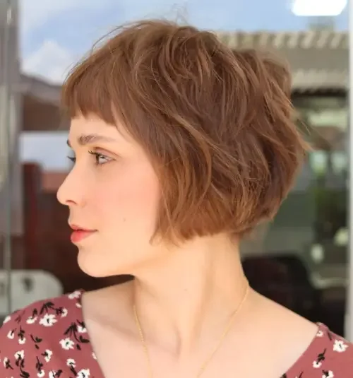 Bouncy Chestnut Textured Shag Bob
