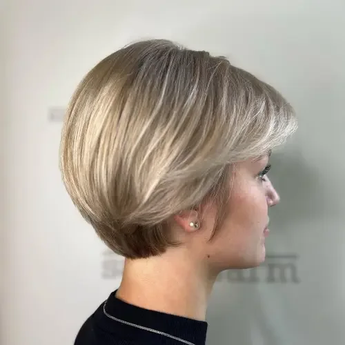Honey Blonde Curved Pixie Lob