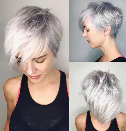 Silver Tousled Long Pixie