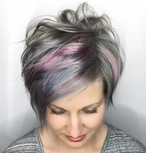 Multitone Pink-Blue Long Pixie