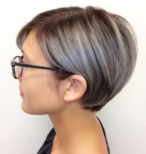Smoky Brown Side Sweep Pixie