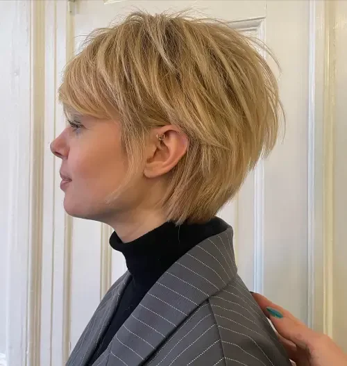 Feathered Volumizing Blonde Pixie