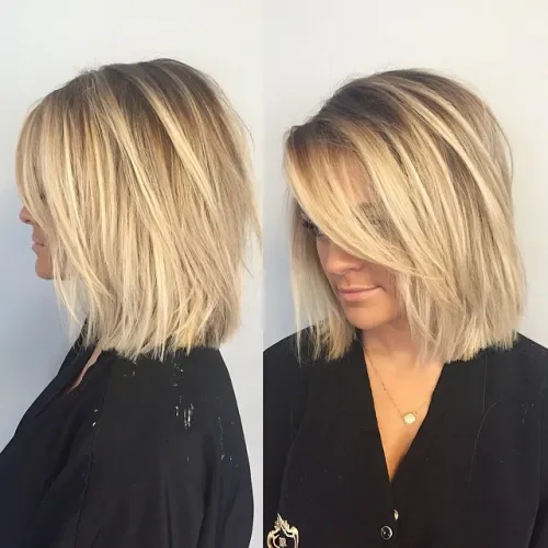Chin-Length Blonde Shag Bob