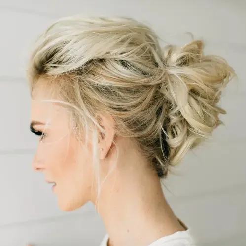 High Volume Blonde Messy Updo