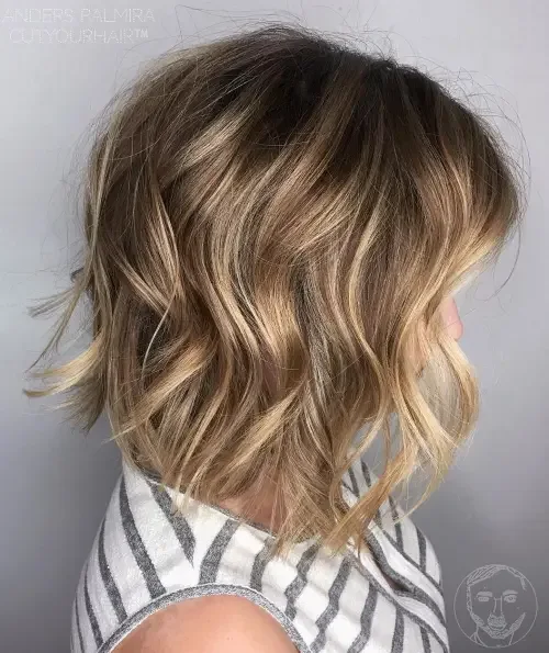 Angled Bob With Wavy Texture