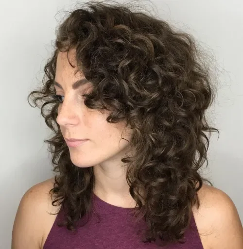 Shoulder-Length Curly Layered Lob
