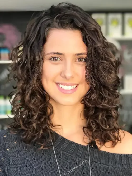 Chestnut Curly Shoulder Bob