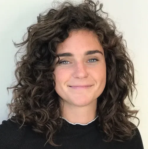 Curly Dark Brown Fluffy Bob