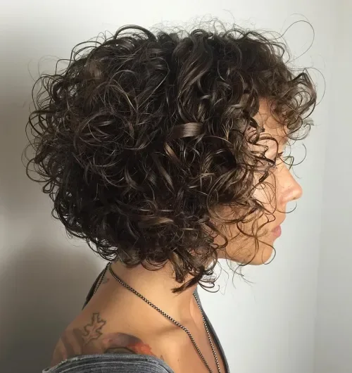 Side-Parted Curly Short Bob
