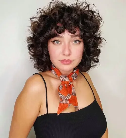 Curly Bob With Curtain Fringe