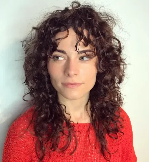 Deep Brunette Curly Coils Fringe