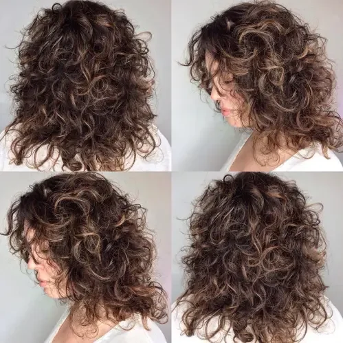 Brown Curly Shag With Tousled Layers