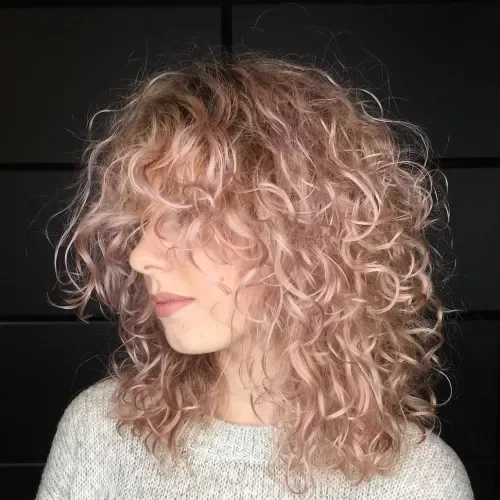 Soft Pastel Pink Curly Shag