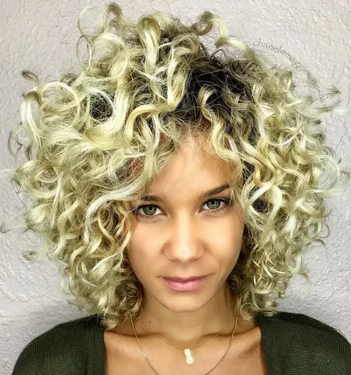 All-Over Blonde Curly Volume