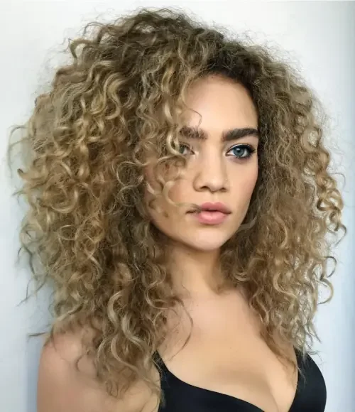 Voluminous Curly Layered Mid Length