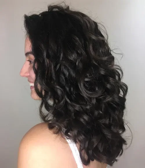 Long Wavy Curly Half-Up Style
