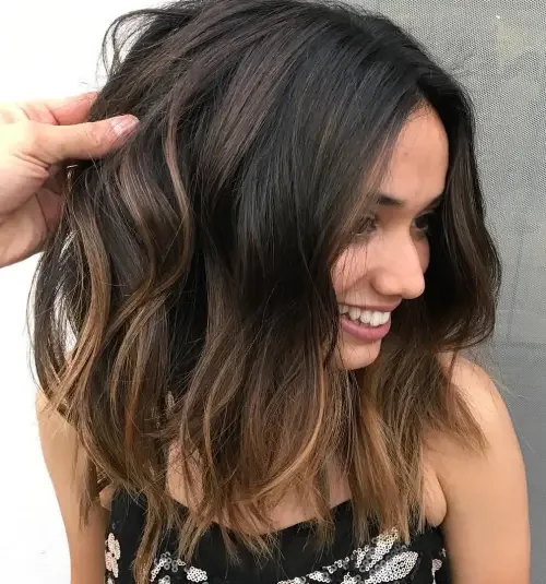 Dark Brunette To Caramel Waves