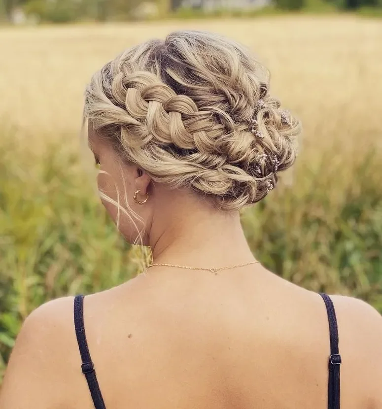 Woven Curled Updo With Braids
