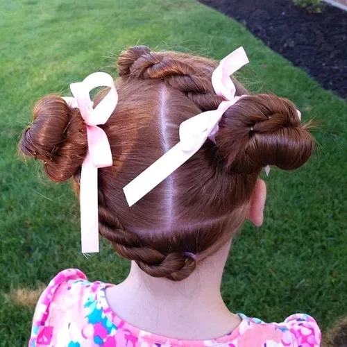 Twisted Space Buns With Bows