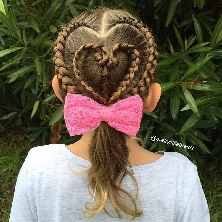 Heart Braids Into Bow Ponytail