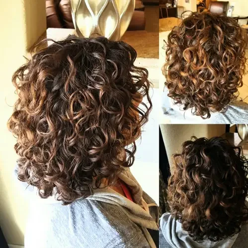 Curly Brunette Shoulder Lob