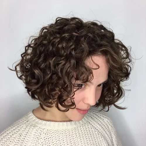 Curly Short Brown Bob Curl