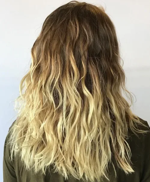 Long Blonde Wavy Perm Shag