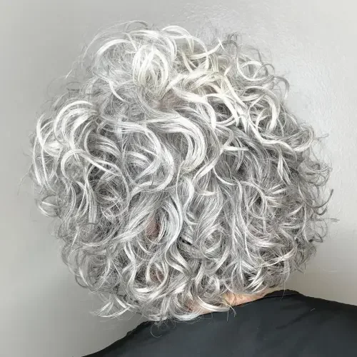 Short Voluminous Gray Perm Bob
