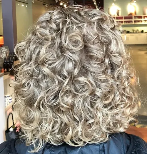 Full Gray Curly Perm Lob