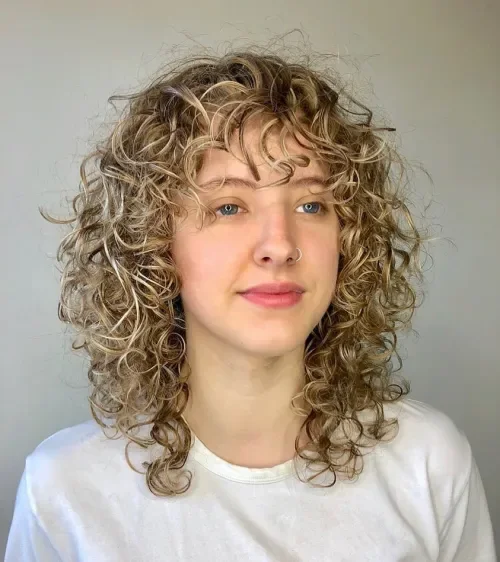Curly Shag With Natural Bangs