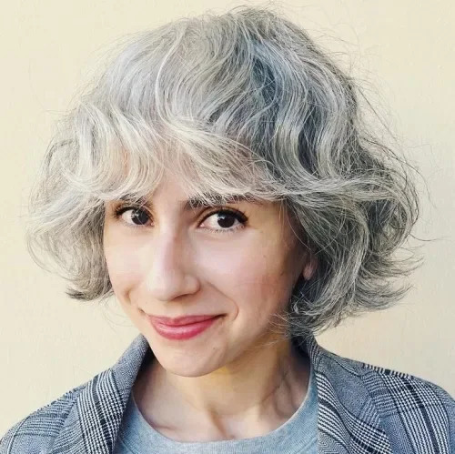 Volume Wavy Gray French Bob