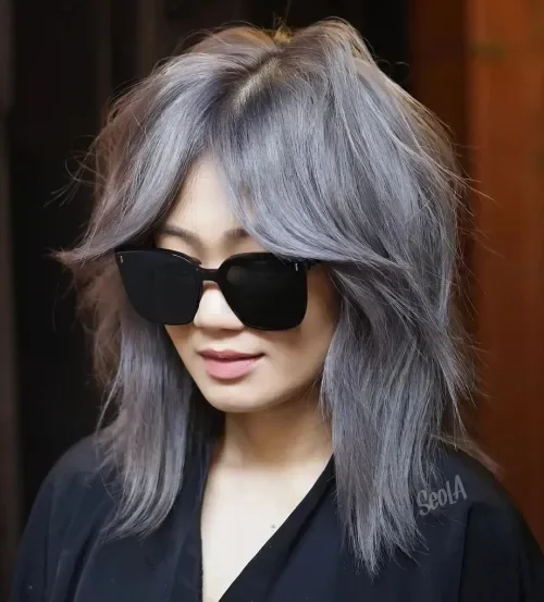 Tousled Gray Long Bixie