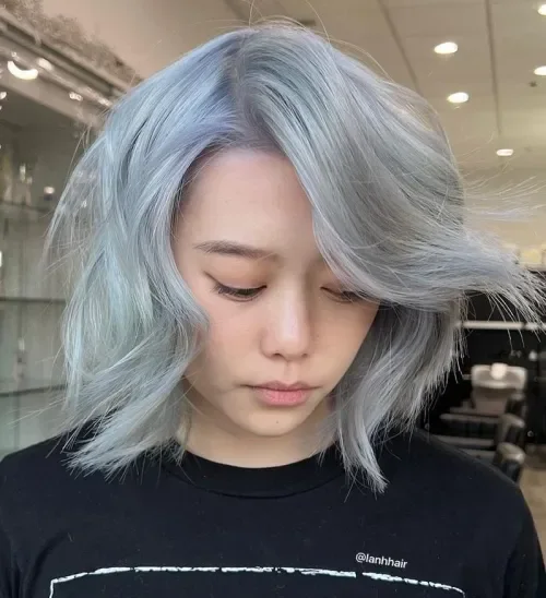 Soft Blue-Tinted Silver Bob
